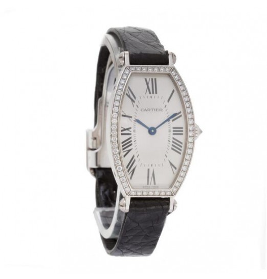 Cartier Tonneau Diamante En Oro Blanco De 18kt WE400131 Réplica Reloj