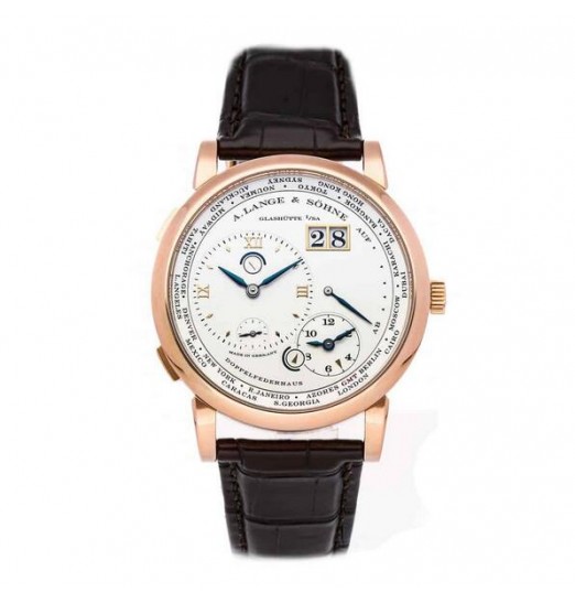 A Lange Sohne Lange 1 Time Zone 116.032 (RG/plata/Correa De Cuero) Réplica Reloj