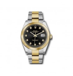 Rolex Datejust Diamante Negro Dial Acero/Oro Amarillo 18K Oyster 126303BKDO Réplica Reloj