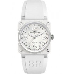 Bell & Ross BR 03-92 De Ceramica Blanca De 42 mm BR0392-WH-C/SRB Replica Reloj