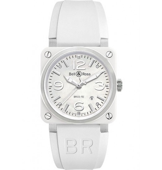 Bell & Ross BR 03-92 De Ceramica Blanca De 42 mm BR0392-WH-C/SRB Replica Reloj