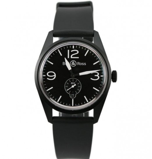 Bell & Ross BR 123 Correa De Caucho De Carbono Original 41 mm BRV123-BL-CA/SRB Replica Reloj