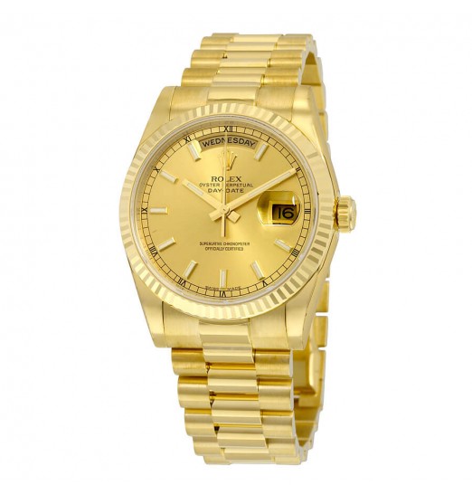 Rolex Day-Date Champagne Dial 18K Oro Amarillo 118238CS Réplica Reloj