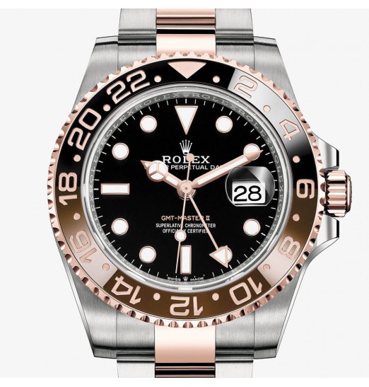 Rolex GMT-Master II Everose Rolesor OysterAcero Everose Oro Negro Dial 126711CHNR Réplica Reloj