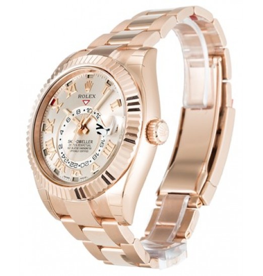 Rolex Sky Dweller Everose Oro Sundust Marcar 326935 Réplica Reloj