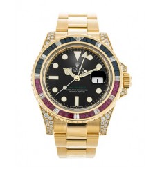 Rolex GMT Master II Oro Amarillo Esfera Negra 116758 SARU Réplica Reloj