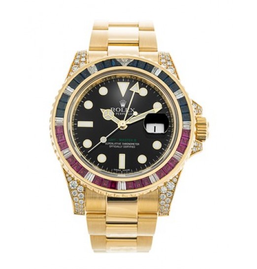 Rolex GMT Master II Oro Amarillo Esfera Negra 116758 SARU Réplica Reloj