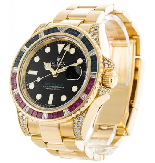 Rolex GMT Master II Oro Amarillo Esfera Negra 116758 SARU Réplica Reloj