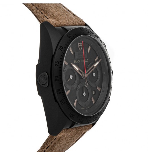 Tudor Fastrider Escudo Negro Esfera Correa De Cuero Alcantara Para Hombre 42000CN Réplica Reloj