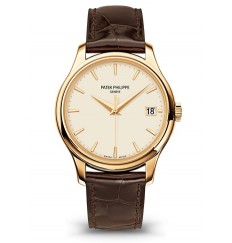 Patek Philippe Calatrava Marfil Dial 18kt Oro amarillo Marron Cuero -001 5227J-001 Réplica Reloj