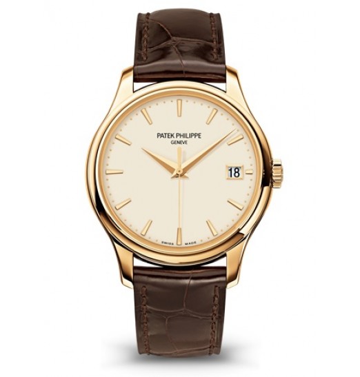 Patek Philippe Calatrava Marfil Dial 18kt Oro amarillo Marron Cuero -001 5227J-001 Réplica Reloj