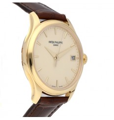 Patek Philippe Calatrava Marfil Dial 18kt Oro amarillo Marron Cuero -001 5227J-001 Réplica Reloj