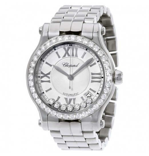 Chopard Happy Sport Medium Plata Dial Diamante 278559-3004 Réplica Reloj