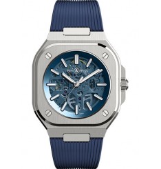 Bell & Ross BR 05 Acero inoxidable/Azul esqueleto/Correa (BR05A-BLU-SKST/SRB) Replica Reloj