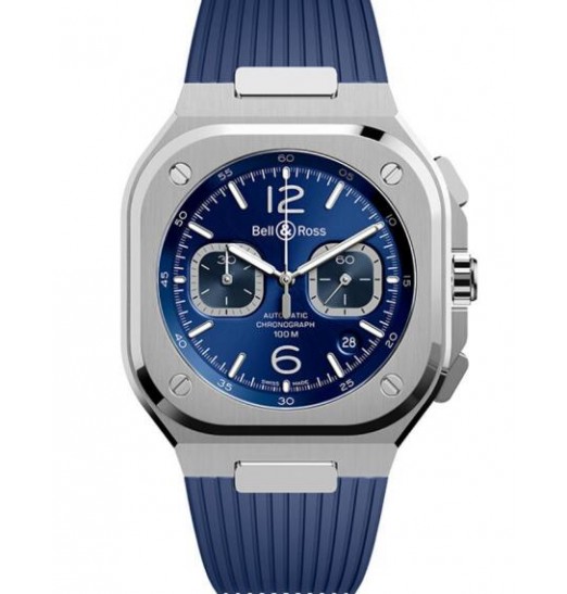 Bell & Ross BR-05 Chrono Correa de caucho de acero azul BR05C-BU-ST/SRB Replica Reloj