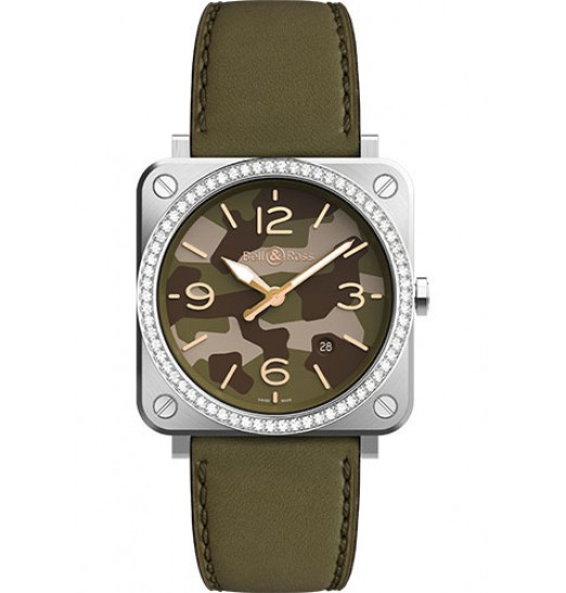 Bell & Ross BR S de camuflaje verde con diamantes BRS-CK-ST-LGD/SCA Replica Reloj