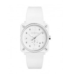 Bell & Ross BR S Aviation Quartz Diamantes de ceramica blanca Correa para mujer BRS-WH-CES-LGD-SRB Replica Reloj