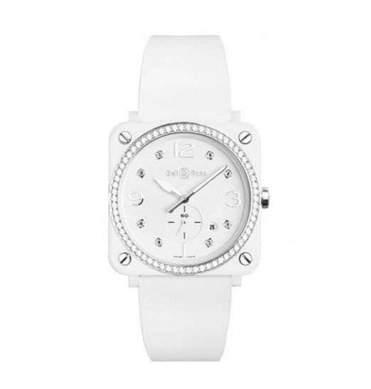 Bell & Ross BR S Aviation Quartz Diamantes de ceramica blanca Correa para mujer BRS-WH-CES-LGD-SRB Replica Reloj