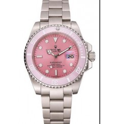 Rolex Submariner Pink Dial Pink Bezel Stainless Steel Bracelet Automatic 1453865 Réplica Reloj