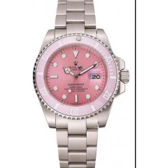 Rolex Submariner Pink Dial Pink Bezel Stainless Steel Bracelet Automatic 1453865 Réplica Reloj