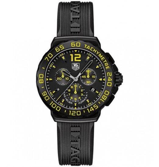 TAG Heuer Formula 1 Chronograph Negro y amarillo Dial Caucho negro CAU111EFT6024 Réplica Reloj