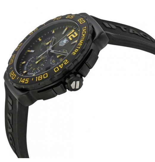 TAG Heuer Formula 1 Chronograph Negro y amarillo Dial Caucho negro CAU111EFT6024 Réplica Reloj