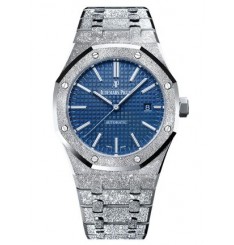 Audemars Piguet Royal Oak 15410 Frosted Oro blanco Azul Dial Reloj