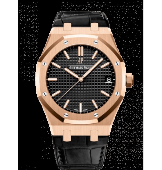 Audemars Piguet Royal Oak 15500 oro rosado/Negra/strap 15500OR.O.D002CR.01