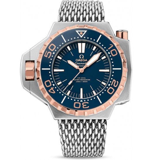 Omega Seamaster Ploprof 1200M titanio azul marcar con oro rosa 227.60.55.21.03.001