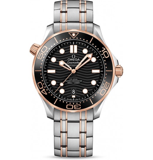 Omega Seamaster Diver 300M Co-Axial Master Chronometer esfera negra Oro Sedna 210.20.42.20.01.001