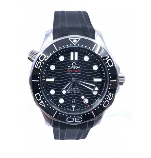 Omega Seamaster Diver 300M Co-Axial Master Chronometer esfera negra on Rubber Strap 210.32.42.20.01.001