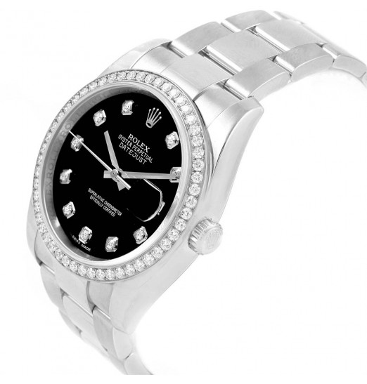 Rolex Datejsut Negro Diamante Dial Negro Dial Con Diamantes 116244-BLKDDO Réplica Reloj